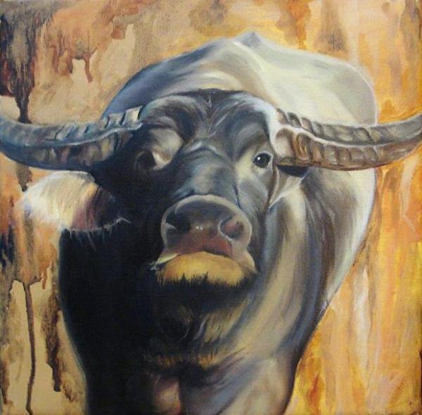 Water buffalo. Oil on canvas.
