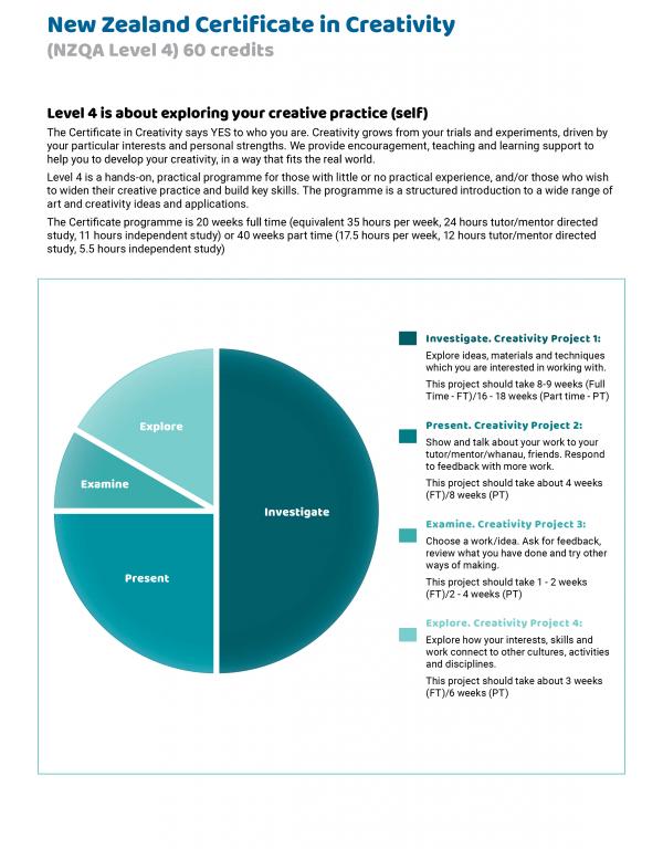 Level 4 Certificate in Creativity pie chart and cps version 2