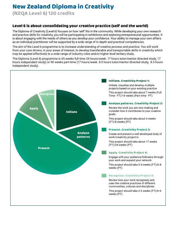 Level 6 Diploma in Creativity pie chart and cps