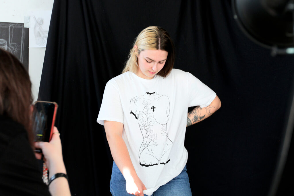 The Learning Connexion Art Programme Creative Art School Printmaking Classes student Tori Screen Printing T shirt 1