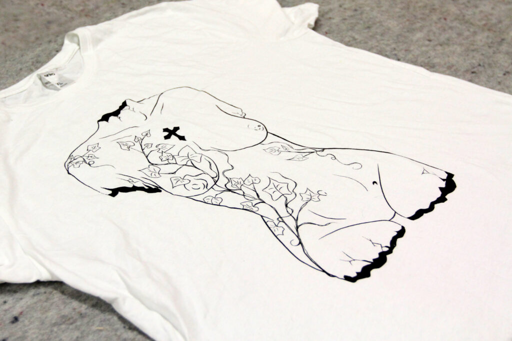 The Learning Connexion Art Programme Creative Art School Printmaking Classes student Tori Screen Printing T shirt 2